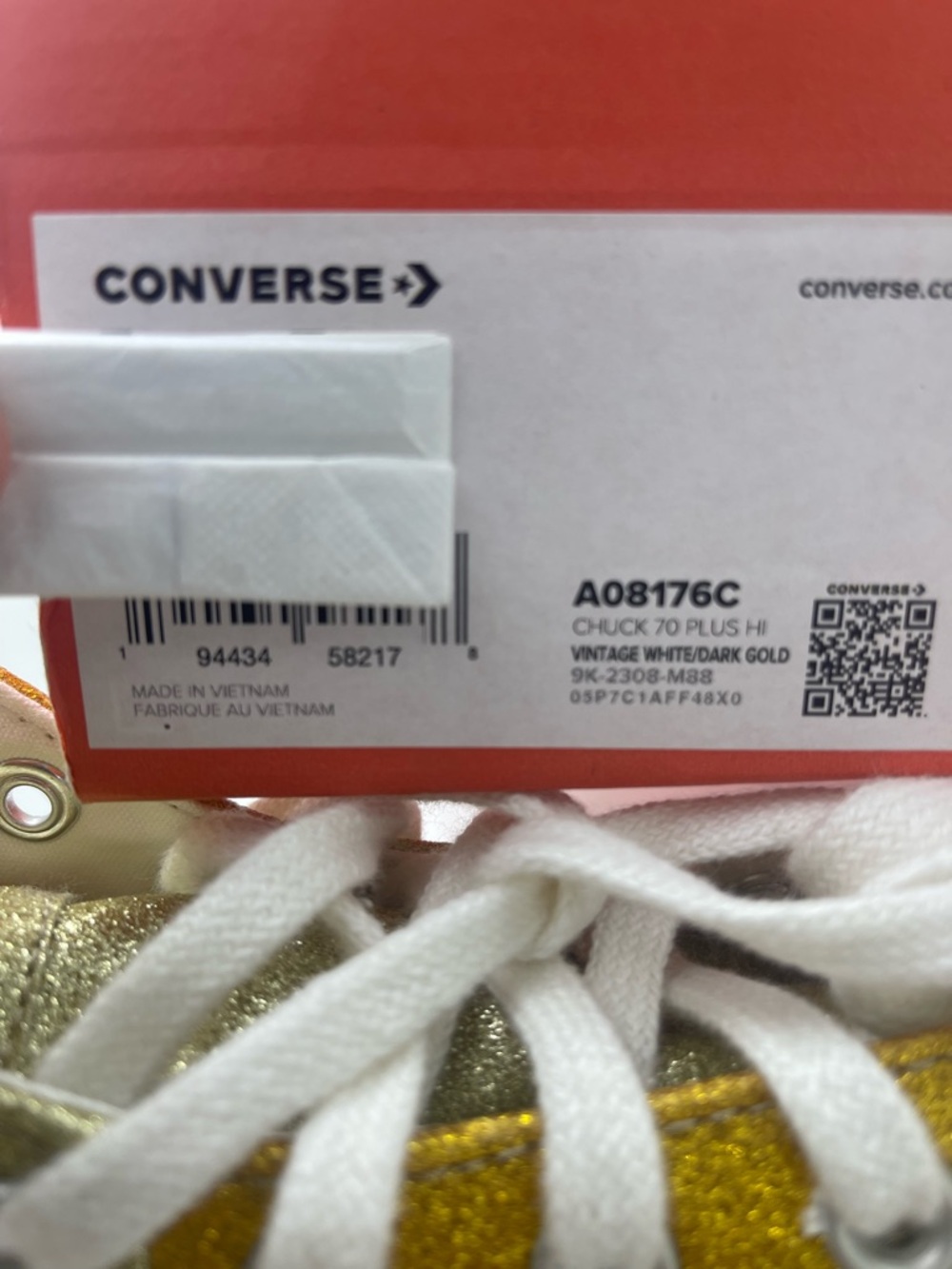 Converse WMNS Chuck 70 Plus Hi A08176C Vintage White/Dark Gold Platform Sneakers - Picture 16 of 16